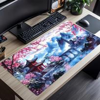 Mount Fuji Cherry Blossom Mouse Pad Large Gaming Mats Setup Playmat Office Desk Accessories Carpet Rug Desk Mat Mousepad Speed 300X800X2MM