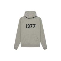 Fear Of God Essentials 1977 SS22 Hoodie Dark Oatmeal Numbers Pattern Appliqué Hooded Pullover Fleece Lined American FOG-SS22-421 L gray