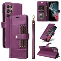 Clamshell Leather Wallet Case For Samsung Galaxy S22 Ultra S21 Plus S20 FE 5G 4G Flip Cover Phone Cases all-inclusive Business PU Leather&Galaxy S20 FE violetinė