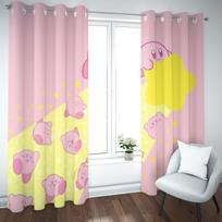 Kirby Cartoon Curtain Residence Cute Printing Light Filtering Window Drapes Living Room Children Bedchamber Style Decorationation Window Blackout 100x140 yellow