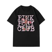 Pink Pony Club T-Shirt Summer Casual Cotton T-Shirt Breathable Comfortable Men's T-shirts Oversized Men's Clothing Y2k Clothes 4XL white