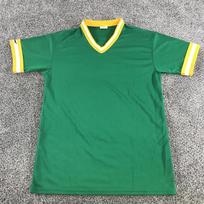 Vintage Majestic Shirt Green V Neck Ringer Jersey Polyester L gray
