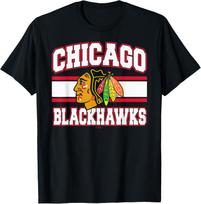 Chicago Blackhawks Juodi Dryžuoti Oficialiai Licencijuoti Marškinėliai 5XL įvairiaspalvis