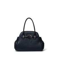 JILL STUART JSLH5CH1 Tote Bag Crystal Buckle Belt Design Shrink Textured Synthetic Leather Elegant Formal Women's Handbag Black black