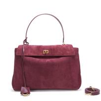 Frosted Suede Bag Leather Commuter Fashion Tote Bag Premium Large Capacity Lock Shoulder Bag Length brown