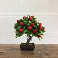 Dirbtinių vaisių vazoninis medis Bonsai Svetainės stalo dekoracija Valgomojo žalias augalas Netikėtų gėlių dekoracija 25cm x 22cm black