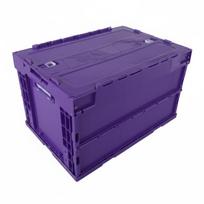 Collapsible Folding Storage Container 50L Plastic Organizer Stackable Box for violetinė