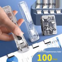 Sąsagėlė be vinutės testų popieriams ir kanceliarinėms prekėms su naujoko nuolaida Transparent Black 1pc + 100 Extra Clips gray