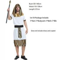 Deluxe Men Egyptian King Costume Majestic Arabian Prince Outfit For Halloween Parties** Set10-4pcs Costume white