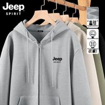 JEEP SPIRIT Vyriškas sunkus pilno užtrauktuko su gobtuvu džemperis L gray