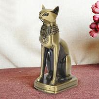 Lydinio Egipto Katės Figūrėlė Žalvarinė Bastet Statulėlė Statulėlės Stalo Dekoras Darbalaukio Dekoracija beige