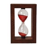 Wooden Frame Wood Sand Timer Vintage Sand Clock Desktop Decoration Sandglass Timer  Office Decor 5 minutes raudona
