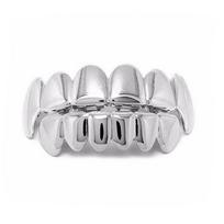 Gold Plated 6 Teeth Grillz Set Hip Hop Rapper Teeth Grillz with Silicone Molding Bar Halloween Party Tooth Decor white