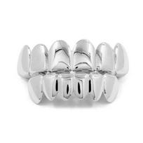 Gold Plated 6 Teeth Grillz Set Hip Hop Rapper Teeth Grillz with Silicone Molding Bar Halloween Party Tooth Decor white