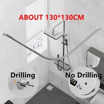 Adjustable Curved Shower Curtain Rod Retractable Metal Tension Rod Stainless Steel L-shaped Bathroom Shower Rail for Corner Bath