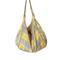 Colorful Plaid Tote Bag Plaid Women's Handbag Trendy Single-shoulder Bag  Work beige