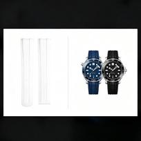 20mm Original Design For Omega Seamaster 300 FKM Rubber Strap Curved End Rubber Sports Diving Band Folding Clasp Wristbelt Men No Buckle&20mm blue