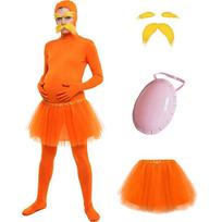 Adult and Kids Costume Set with Bodysuit, Beard, Eyebrows, Tulle Skirt and Fake 130 orange