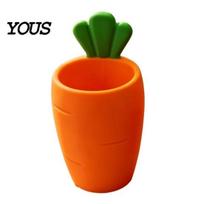 Makeup Brush Storage Cup 3D Printed Carrot Pen Holder, Cute Desktop Organizer for Pencils and Art Supply Container Brushes, Large Capacity Stationery oranžinė