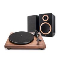 Argon Audio FORTE A5 + TT-3 PLUS HiFi komplektas (patefonas + aktyvios kolonėlės, pora) – Juoda / Ruda (medžio)
