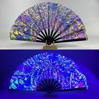 Mushroom Glow-in-the-Dark Folding Fan Butterfly UV Reactive Glow Fan  Themed Events Style 1 gray