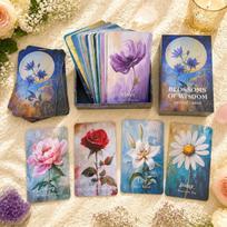12*7cm Flower Wisdom Oracle Deck, Plant Spirit Oracle Cards for Beginners, Psychological Insight, Nature Oracle 56 Pcs Cards įvairiaspalvis