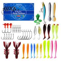 Minnow And Worm Baits Fishing Advent Calendar for Men 24 Days Christmas Countdown with Lures & Supplies Sea Hooks Freshwater and Saltwater J