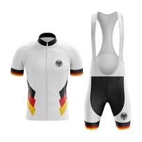 Germany White Cycling Jersey Set Bib Short Gel Breathable Pad Ciclismo Masculino Maillot Ciclismo Hombre Can Be Customize S