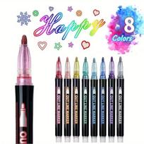 8/12/24/36/48 Colors double line outline Metallic Highlighter marker pens, Squiggles Double Line Pen, Magic Glitter Drawing Pens gray