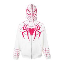 Spider-Man Embroidered Full-Zip Hoodie – Unisex Couple’s Style – Loose-Fit Autumn Jacket S balta