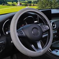 Women's PU Leather Corrugated Steering Wheel Cover 37-38cm Rimless Comfortable Car Accessory for All Seasons