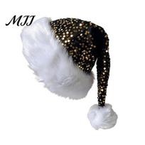 Christmas Decoration for Holiday Events Sparkly Santa Hat Women Men, Glitter Sequin with White Fluffy Trim Soft Comfortable Plush And Pom Pom,
