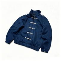 Kinų stiliaus sagos apykaklė Retro striukė vyrams ir moterims su užtrauktuku S blue