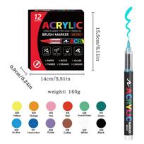 12-288 Colors Acrylic Paint Pen Marker Brush Tip Paint Automatic Ink Control System Marker For Rock Painting Wood Christmas Gift black