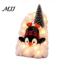 Lighted Winter Holiday Railing Decor Penguin Christmas Stair Snow Decor, Staircase Decoration, Snowy Banister Connected Story Scene Display B