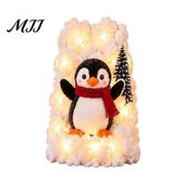 Lighted Winter Holiday Railing Decor Penguin Christmas Stair Snow Decor, Staircase Decoration, Snowy Banister Connected Story Scene Display A