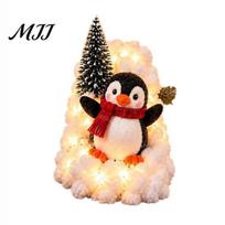 Lighted Winter Holiday Railing Decor Penguin Christmas Stair Snow Decor, Staircase Decoration, Snowy Banister Connected Story Scene Display C
