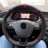 For Volkswagen Vw Golf 7 Mk7 Polo Jetta Passat B8 Hand Sewing Car Steering Wheel Cover Braid Suede Carbon Fiber Trim 1