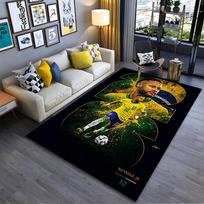 Sports Area Rug, Neymar Jr Brazil 10 Gold Number Splash Poster, Fan Cave Decor, Non-Slip Mat 40x60cm( 15x23in )