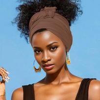 Tampraus Džersio Turbanas Afrikietiška Galvos Juosta Vienspalvė Super Minkšta Ypač Ilga Kvėpuojanti Galvos Juosta Moterims brown