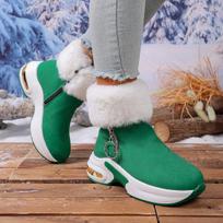 New Fashion Women's Boots Casual Ankle Botas Winter Plush Warm Snow Boots for Women Internal Increasing Wedge Platform Boots 36 white