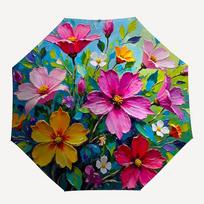 1pc Floral Bouquet Automatic Open/Close Umbrella Compact Folding Umbrella, All-Season Portable Umbrella for Women/Men F1124207 pink