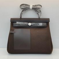 2026 Womens Canvas Leather Crossbody Tote Bag With Lock Structured Pocket Approx. 31x25x11 cm gray
