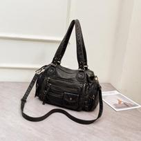 Retro pu multi-pocket bag large-capacity portable tote bag simple commuter shoulder women's messenger bag