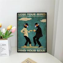 1pc Lose Your Mind Find Your Soul Flower Woman Mina Girl Poster Self-adhesive Art  Waterproof Paper Sticker Wall Decor 21cm×30cm NoFrame gray