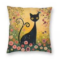 Gustav Klimt Garden Cat Square Pillowcase Polyester Linen Velvet Printed Zip Decor Home Cushion Cover 40cmx40cm(16x16Inch)
