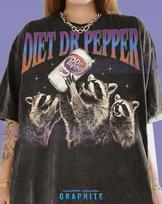 Diet Dr Pepper Raccoon Comfort Colors® Tshirt, Funny Trash Panda 90S Graphic Style Meme Shirt Retro Animal Y2K Streetwear Soda Tees, 120 gray