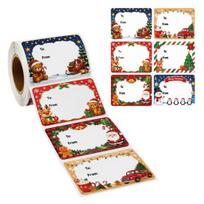 DIY Christmas Card Decorations 180PCS/Roll Writable Stickers, Self-Adhesive Decorative Labels, Featuring Snowman And Tree Seasonal Gift Label E brown