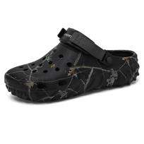 Outdoor Clogs Men's Shoes Beach Anti-slip Breathable Slippers Men's Thick-soled Mesh Comfortable Soft-soled Casual Sandals Men 44 black