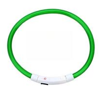 3 režimai Šunų įkrovimo antkaklis LED USB Katės Silikoniniai Spalvoti Antkakliai Pjaunami Naktį Šviečiantys Gyvūnų Praradimų Prevencija Šunų Aksesuarai 70cm green